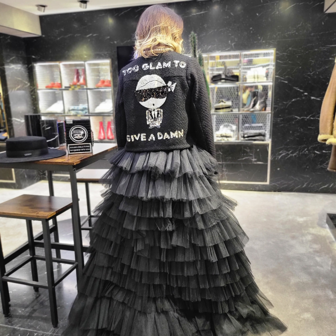 HI-LOW TULLE MAXI SKIRT