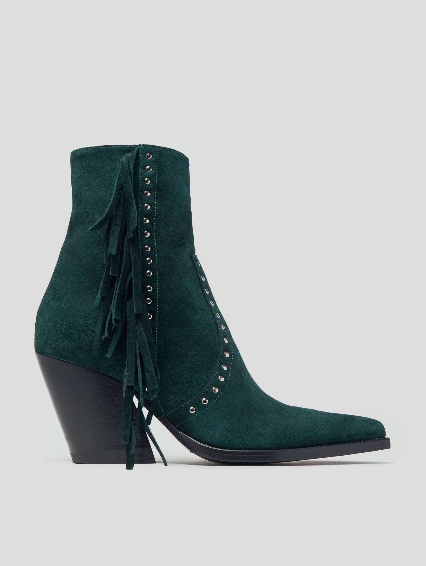 ALISON BOTTINE À FRANGES "MOJAVE" 80MM EN DAIM EMERALD GREEN
