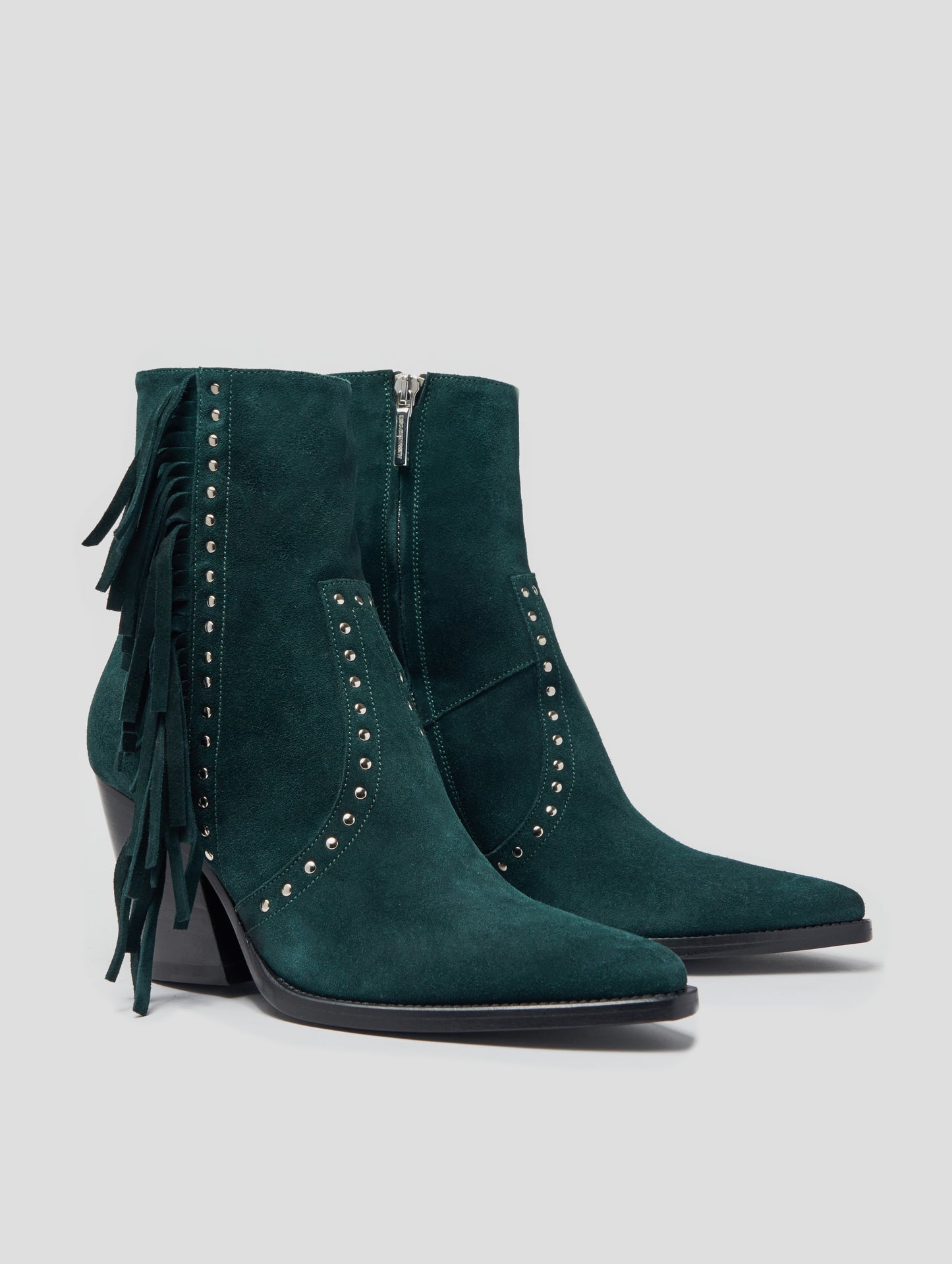ALISON BOTTINE À FRANGES "MOJAVE" 80MM EN DAIM EMERALD GREEN