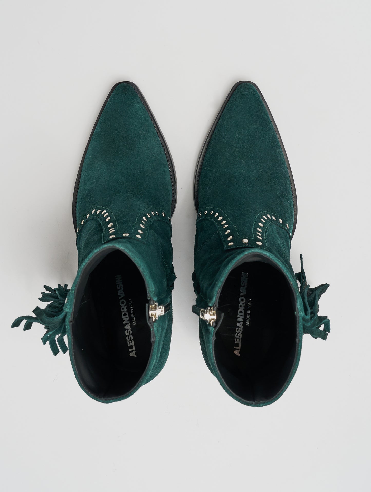 ALISON BOTTINE À FRANGES "MOJAVE" 80MM EN DAIM EMERALD GREEN