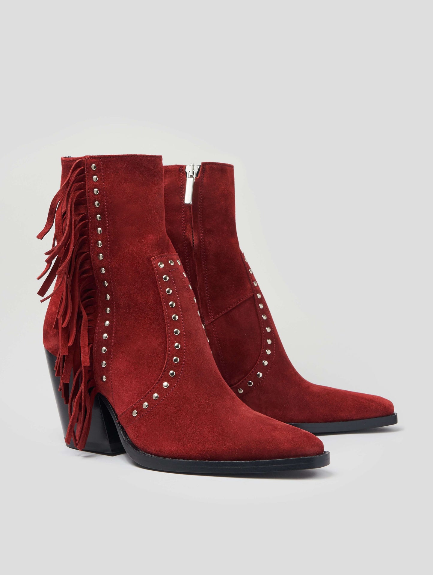 ALISON BOTTINE À FRANGES "MOJAVE" 80MM EN DAIM ROUGE RUBIS
