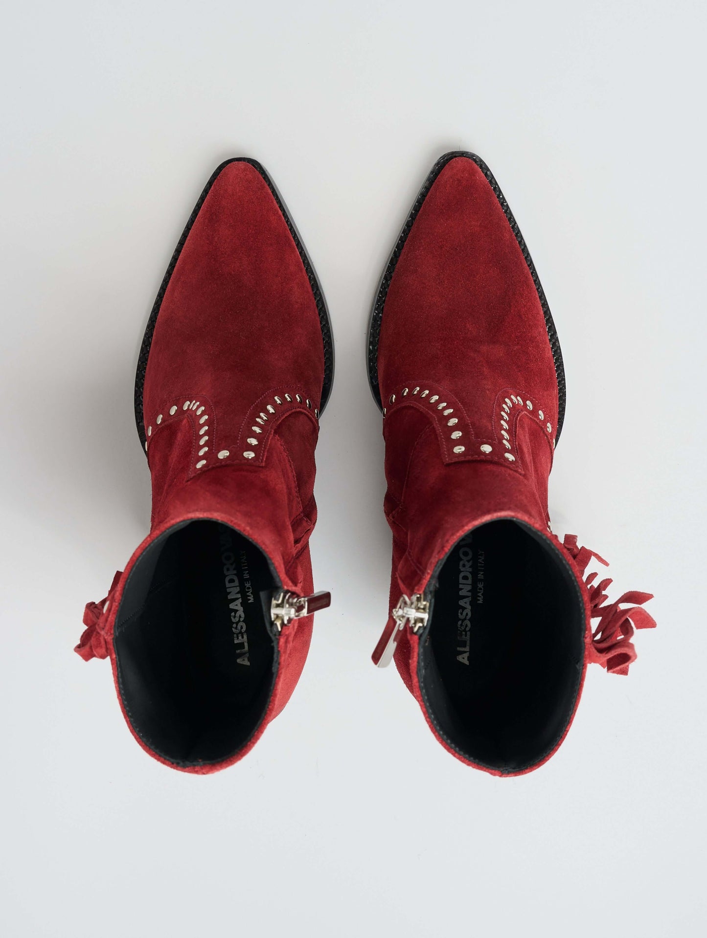 ALISON BOTTINE À FRANGES "MOJAVE" 80MM EN DAIM ROUGE RUBIS