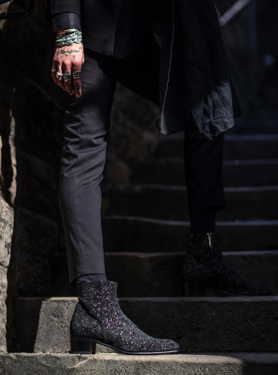 SONNY 40MM GLAM BLACK SUEDE ANKLE BOOTS