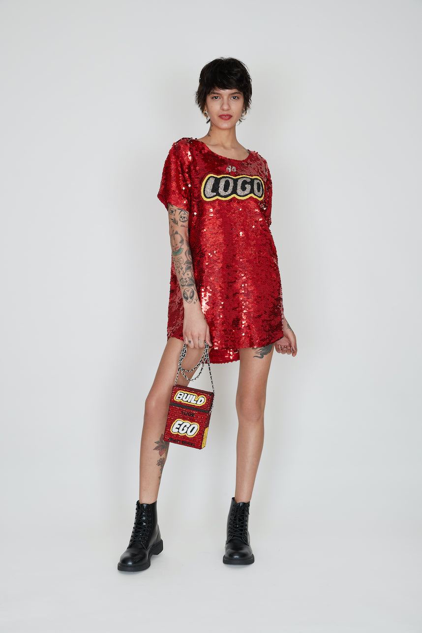 "NO LOGO" SEQUINS T-DRESS
