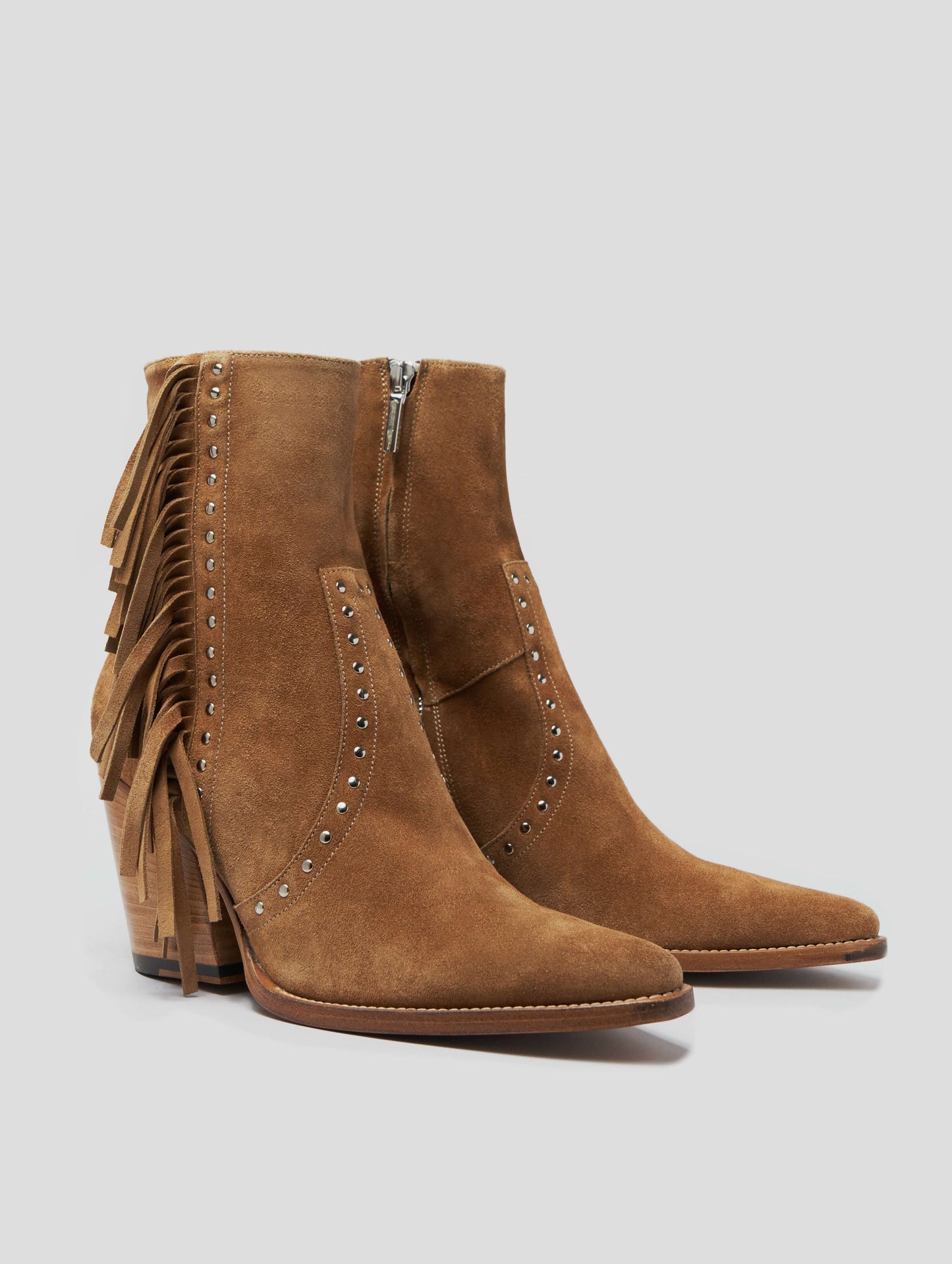 ALISON BOTTINE À FRANGES "MOJAVE" 80MM EN DAIM TOBACCO