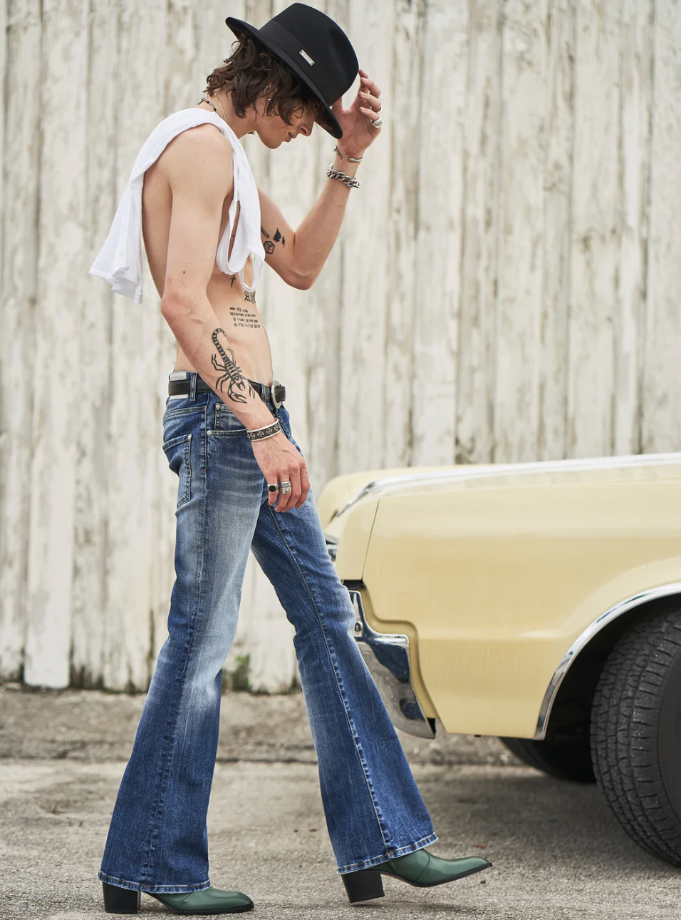 Denim bell bottom pants deals