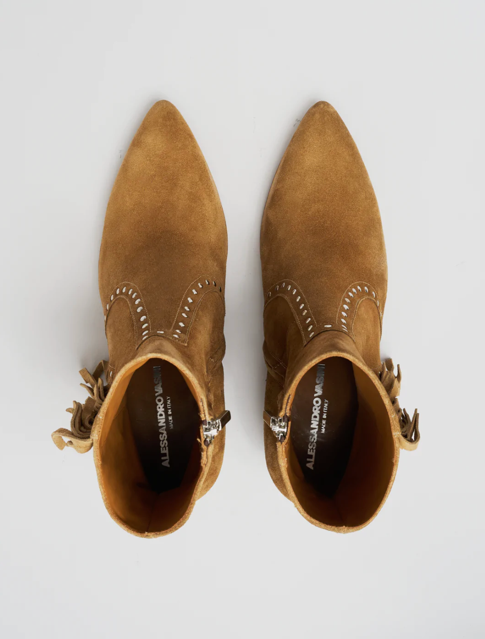 NICO "MOJAVE" 60MM FRINGED BOOTS EN DAIM