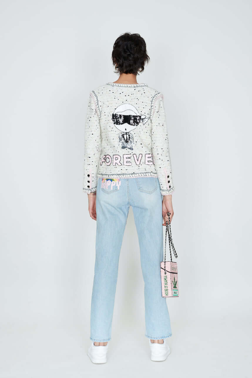 "FOREVER KARLETTO" KNITTED SHORT CARDIGAN